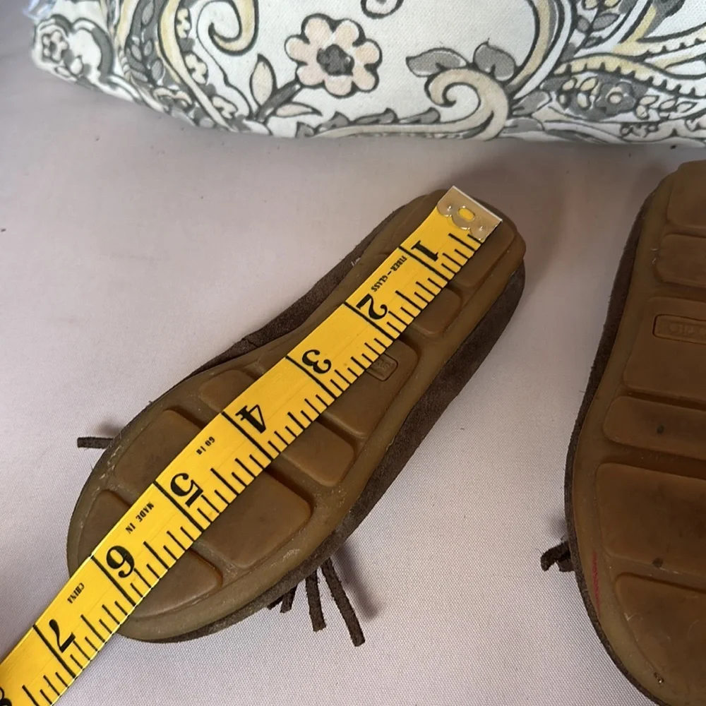 Stride Rite Keller Toddler Girls 9M Brown Suede Moccasins Pink Beaded Fringe
